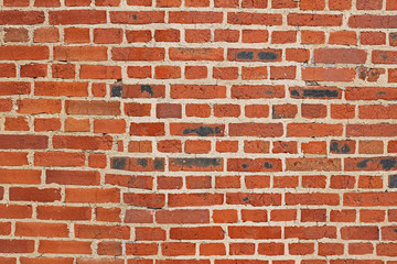 Vintage red brick wall as background, texture
