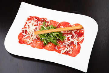 Meat carpaccio with Parmesan