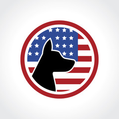 american dog in flag, patriot dog, dog hero, circle