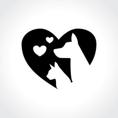 dog and cat in heart shape