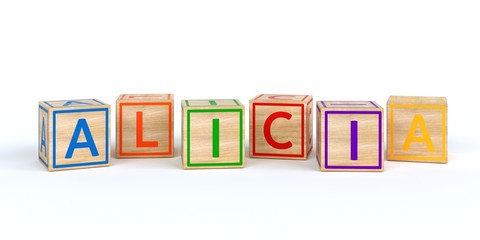 Name Alicia bunte Würfel