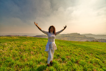 menopausal woman on hill