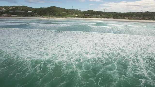 Static shot of magestic ocean waves and Cape Bridgewater coastline in Australia