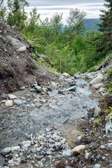 View from the mountain to the gradient blue sky