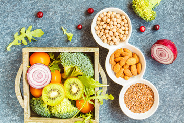 Ingredients for a healthy vegetable salad