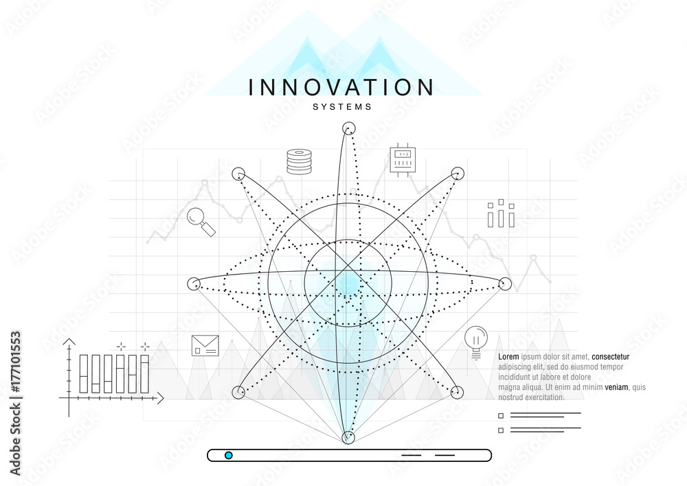 Poster future technics innovation systems layouts in polygonal contour line composition