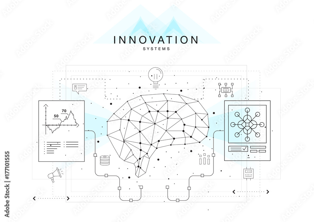 Wall mural future technics innovation systems layouts in polygonal contour line composition