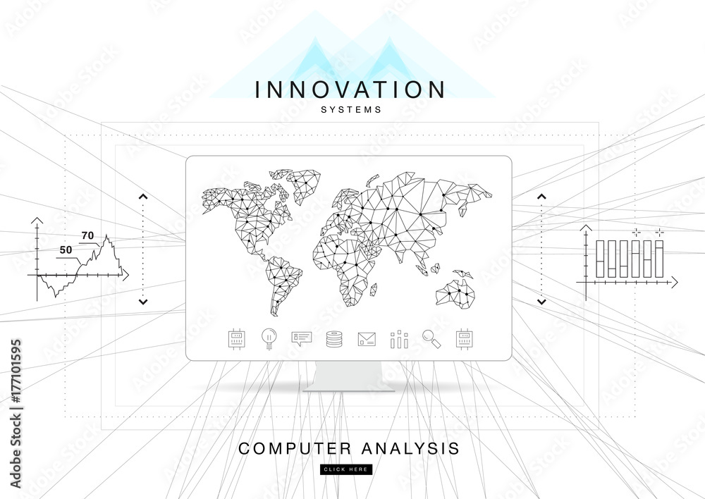 Poster future technics innovation systems layouts in polygonal contour line composition