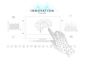 Obraz premium Future technics Innovation systems layouts in polygonal contour line composition
