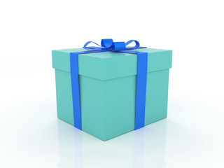 3d render isolated on white background blue gift box.