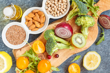 Ingredients for a healthy vegetable salad