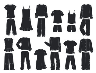 Silhouettes of pajamas for little girls