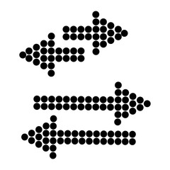 Set of different black arrows from points. Vector illustration