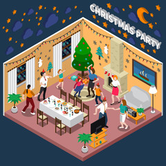 Christmas Party Isometric Composition