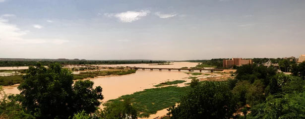 Keuken foto achterwand Rivier Aerial view to Niger river and Niamey city , Niger