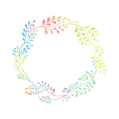 doodle colorful design element. wreath, floral elements