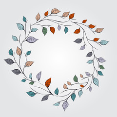 doodle colorful design element. wreath, floral elements