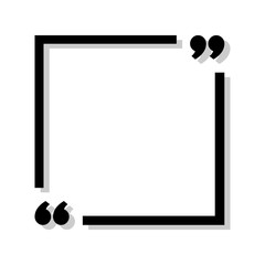 Black frame for your text. Text quote sign. Black icon in focus corners with shadow on white background. Vector illustration