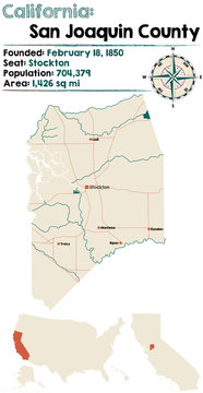 Large And Detailed Map Of California - San Joaquin County