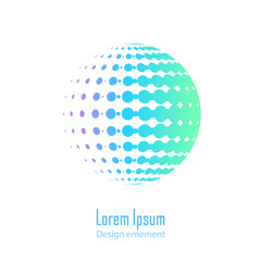 Vector abstract logo halftone design element. Color dotted sphere business logotype