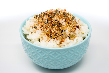 white rice with sesame isolated on background