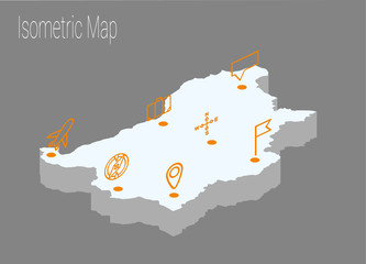 Map Bulgaria isometric concept.