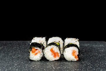 Japanese food Sushi Roll Maki of Salmon and avocado