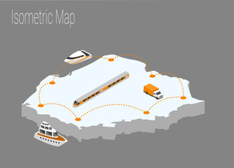 Map Poland isometric concept.