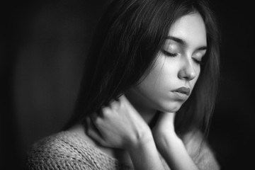 Obraz premium Very beautiful and sexy woman. Black and white