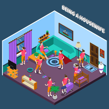 Housewife Isometric Composition