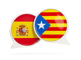 Obraz premium Speech bubbles with flag of spain and Catalonia
