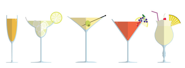 PRE DINNER COCKTAIL GLASSES COLLECTION FLAT STYLE