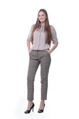 in full growth. young business woman