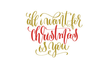 all i want christmas is you hand lettering holiday red and gold 