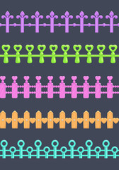 Vector seamless fence set.