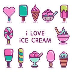 Ice cream icons set.