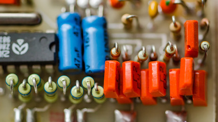DZERZHINSK, RUSSIA - SEPTEMBER 29, 2017: printed circuit boards close up