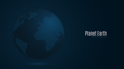 Abstract planet earth on a dark blue background. World map. The world population. Global network. Vector illustration