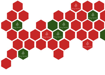Christmas event with green and red hexagon shape pattern on white background