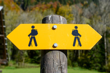 Walkway indication of trail trekking at Engelberg on Switzerland