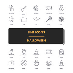 Line icons set. Halloween 1