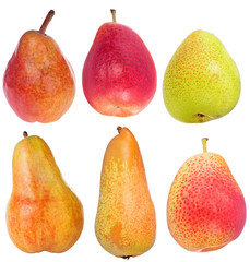isolated six ripe pears
