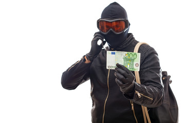 Dangerous burglar in black