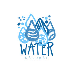 Hand drawn patterned water droplets for logo with text