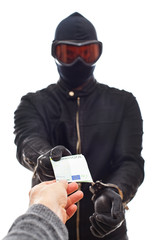 Dangerous burglar in black