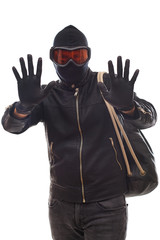 Dangerous burglar in black