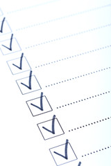 Check boxes on white paper