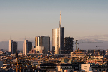 Skyline with new skyscrapers, Milan Italy