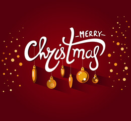 Christmas Greeting Card. Lettering and Decorations.