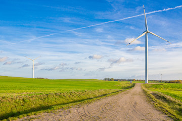 Fototapeta na wymiar The wind turbine on the field in Belarus